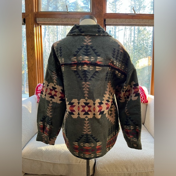 Aztec Print Olive Shacket - Picture 8 of 8
